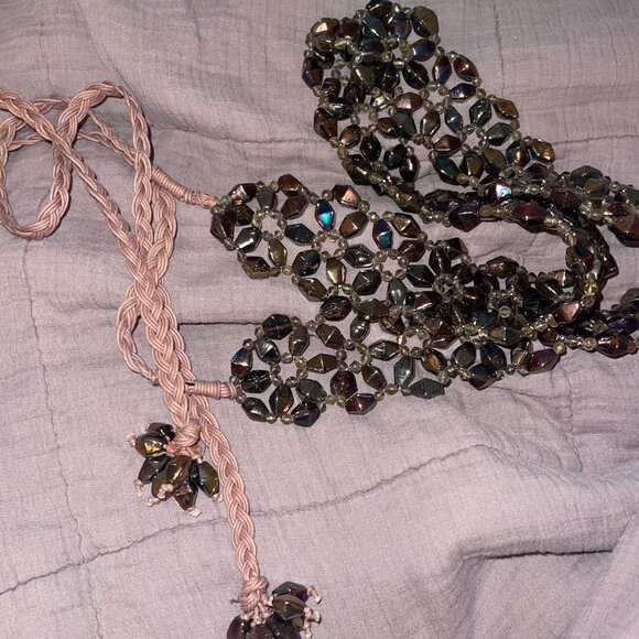 Womens Iridescent Multicolor Glass Beaded Decorative Bohemian Belt One Size - Picture 9 of 15